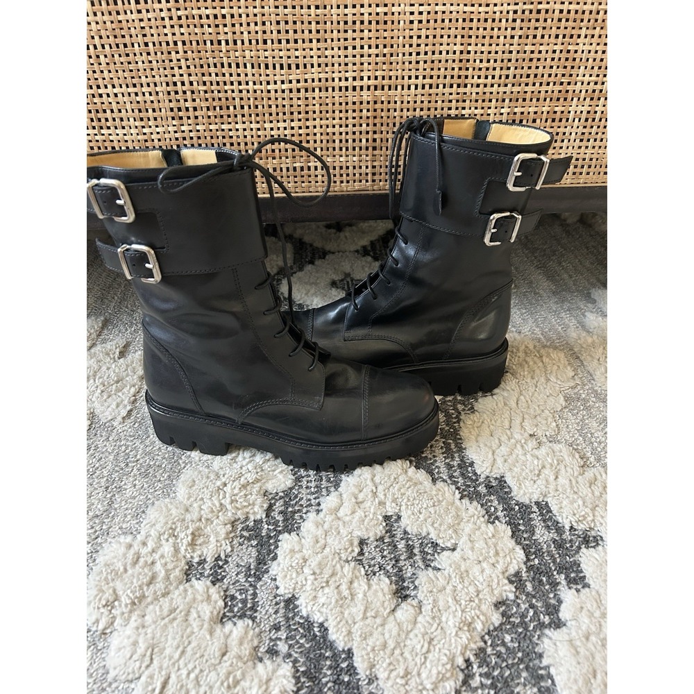 WORN ONCE TRUMAN BLACK Lace Boots 38 EXCELLENT Biker Combat Italy Zip MINT Women